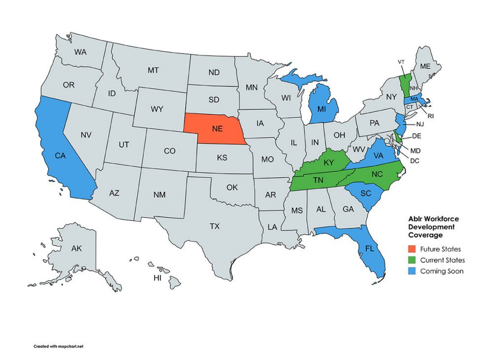 Ablr Workforce Development Coverage Map